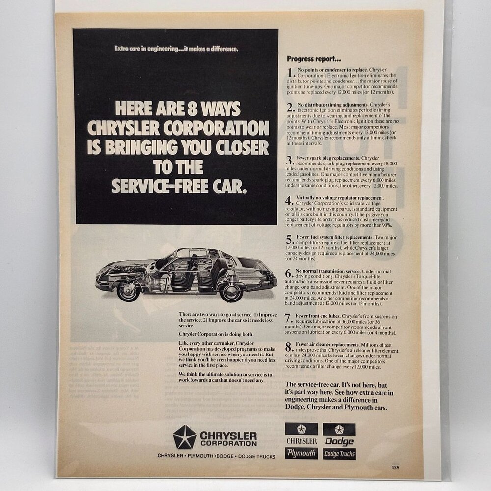 Chrysler Corporation Dodge Vintage 1970s Magazine Print Ad